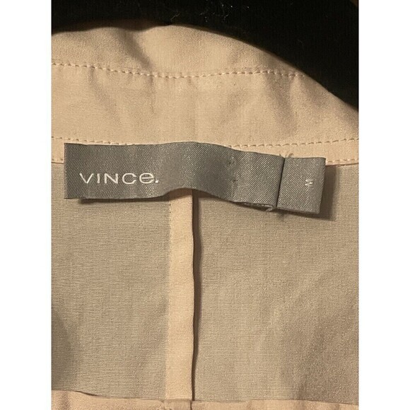 VINCE Long Sleeve V-Neck Cotton Light Pink Blouse Relaxed Fit Sz Medium - Picture 3 of 4